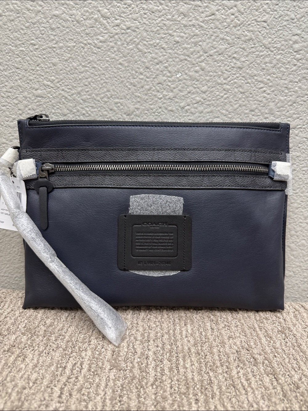 Coach Andy Navy Leather Zip Wrist Pouch